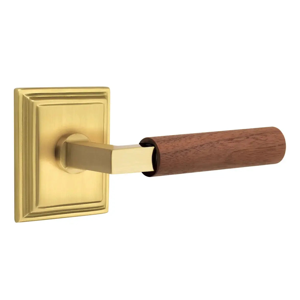 Emtek Walnut Lever with Wilshire Rosette and L-Square Stem by Emtek