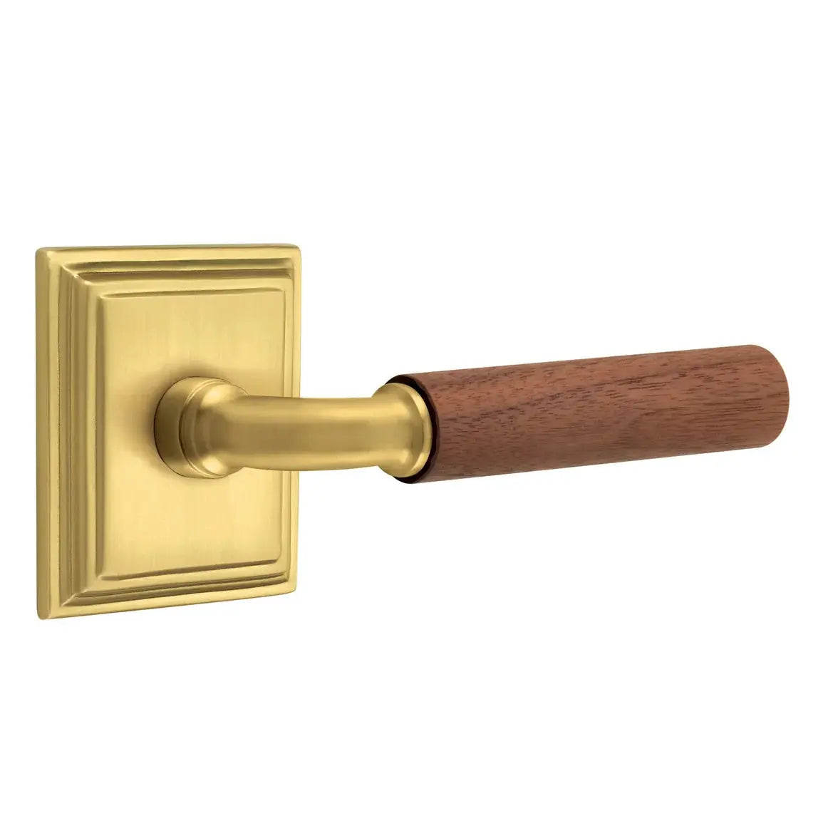 Emtek Walnut Lever with Wilshire Rosette and R-Bar Stem by Emtek