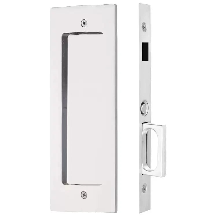 polished chrome pocket door
