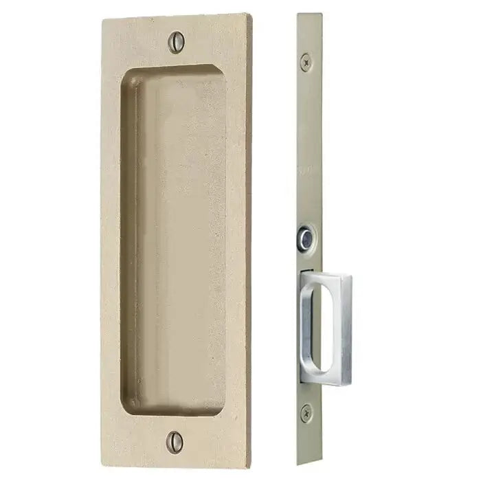 Emtek Sandcast Bronze Rustic Modern Rectangular Pocket Door Mortise Lock by Emtek