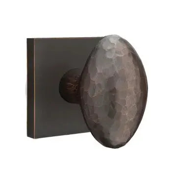 Emtek Hammered Egg Door Knob and Square Rose by Emtek