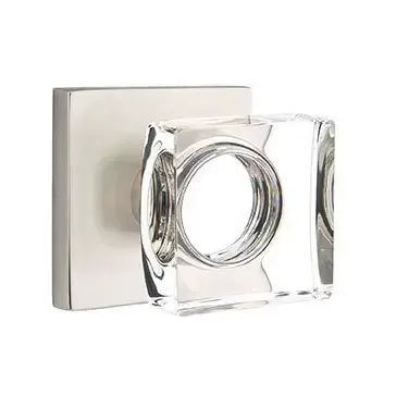 Emtek Modern Square Glass Door Knob with Square Rose by Emtek