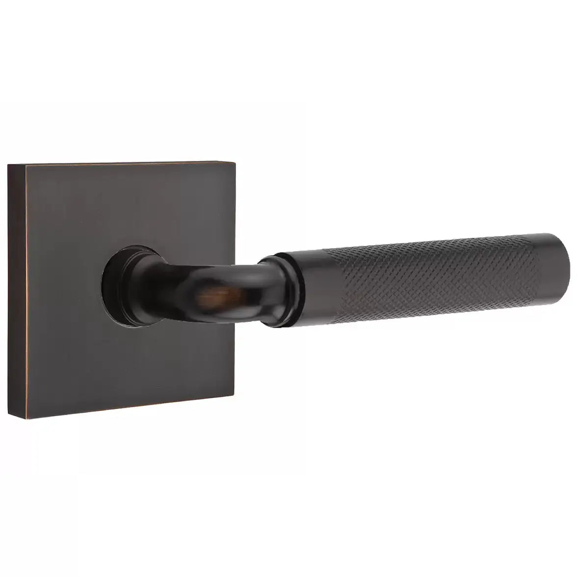 Emtek Knurled Lever with R-Bar Stem and Square Rose by Emtek