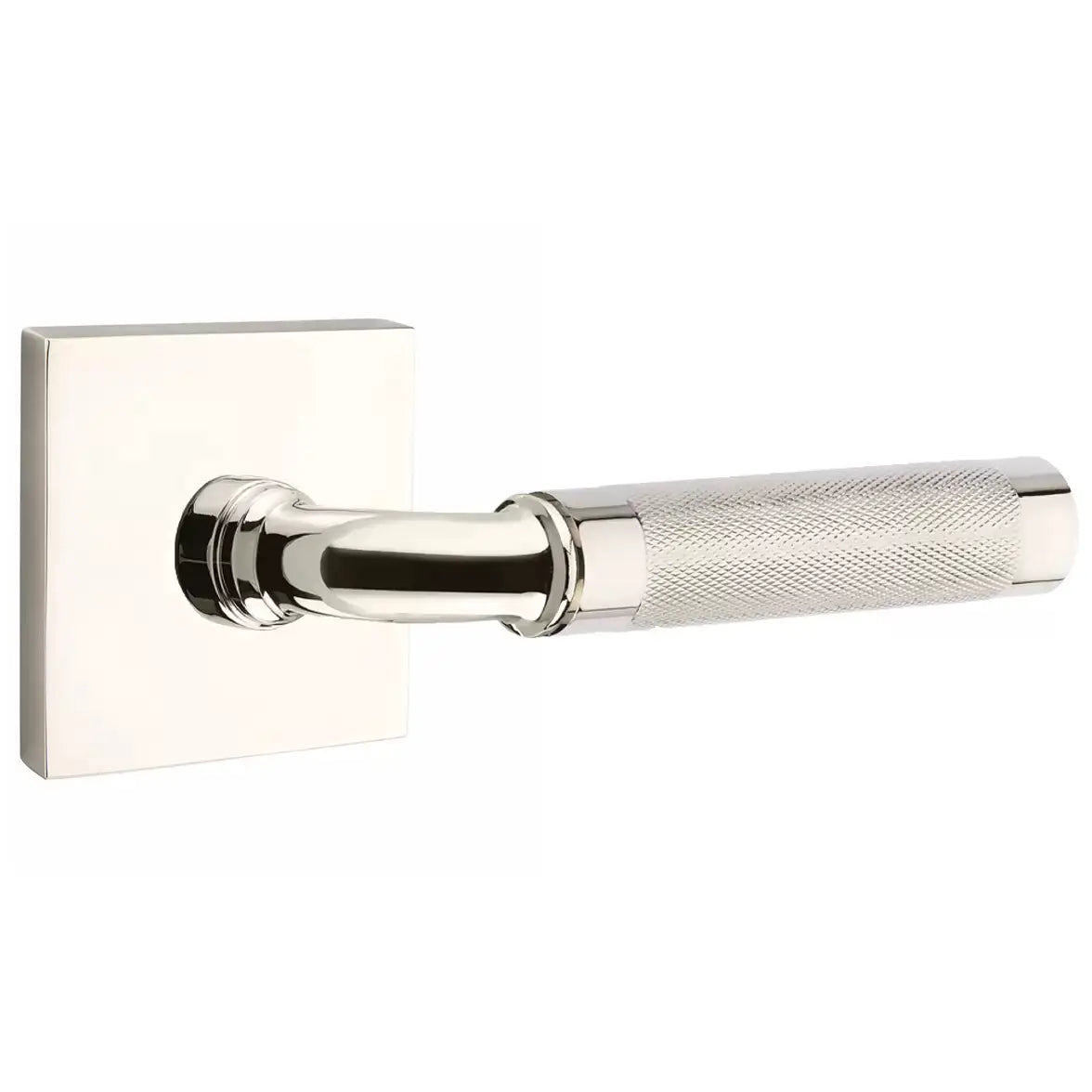 Emtek Knurled Lever with R-Bar Stem and Square Rose by Emtek