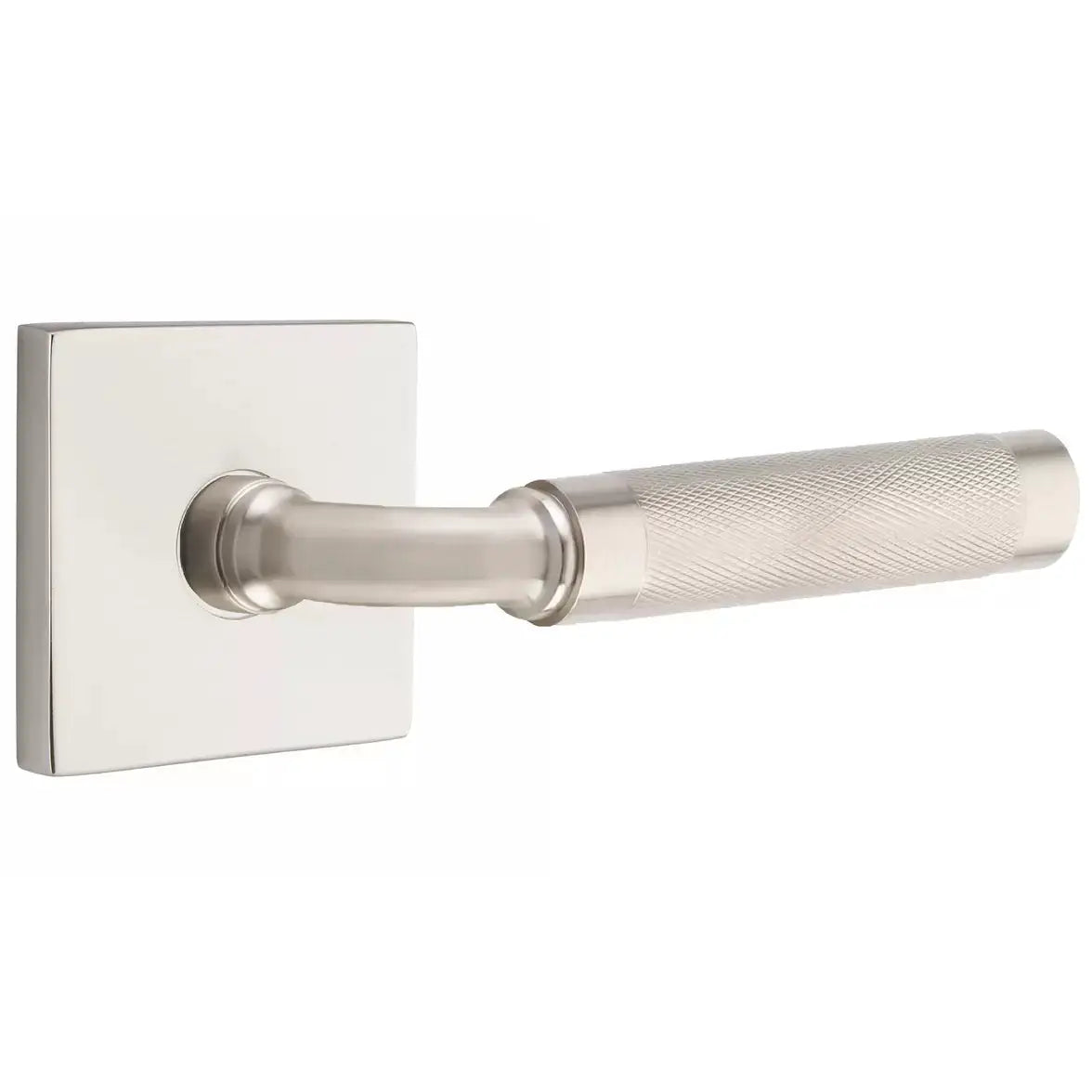 Emtek Knurled Lever with R-Bar Stem and Square Rose by Emtek