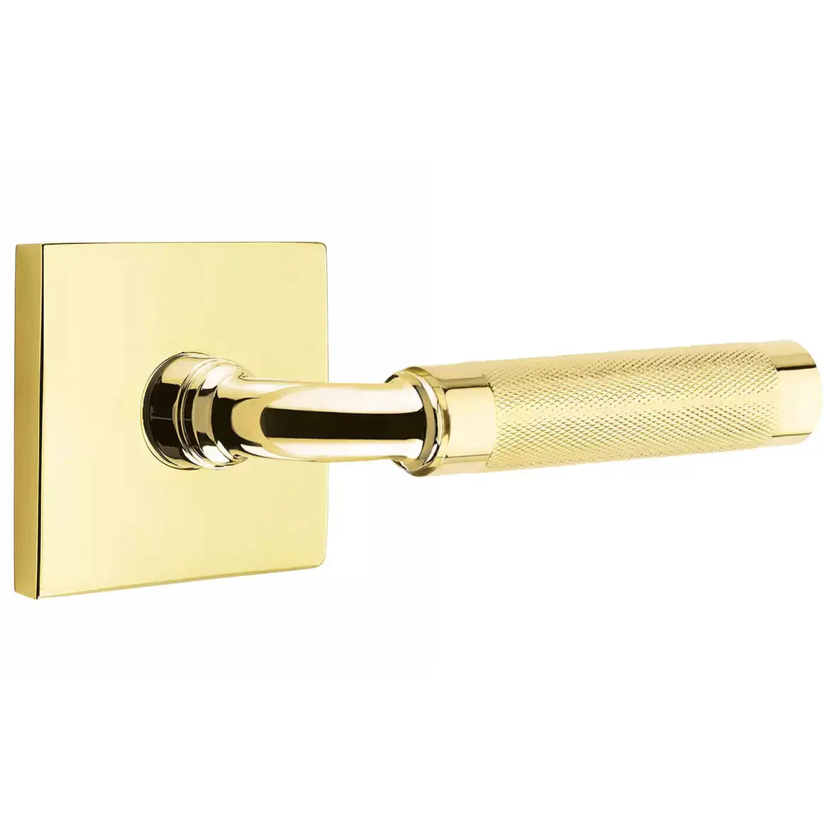 Emtek Knurled Lever with R-Bar Stem and Square Rose by Emtek