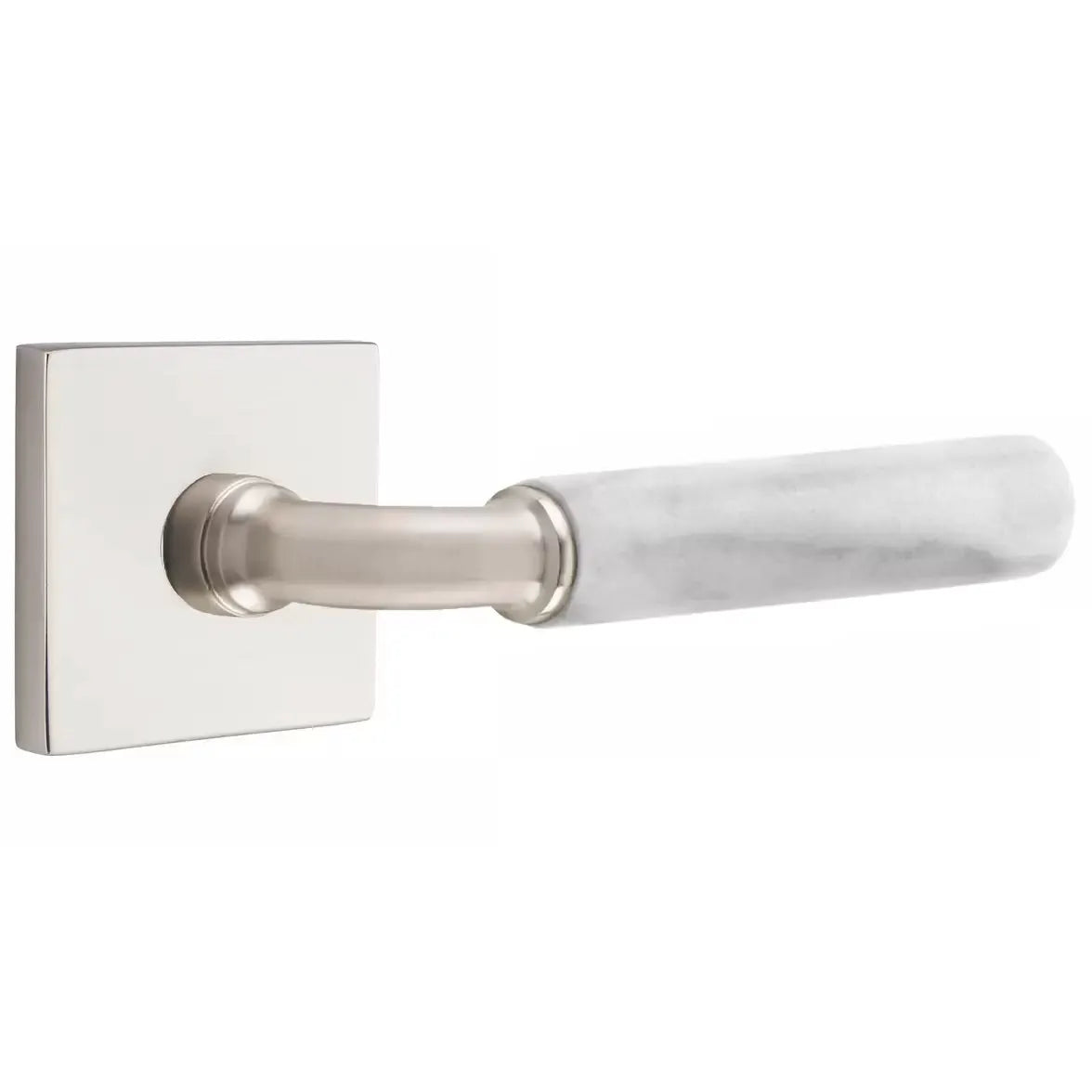 Emtek White Marble Lever with R-Bar Stem and Square Rose by Emtek