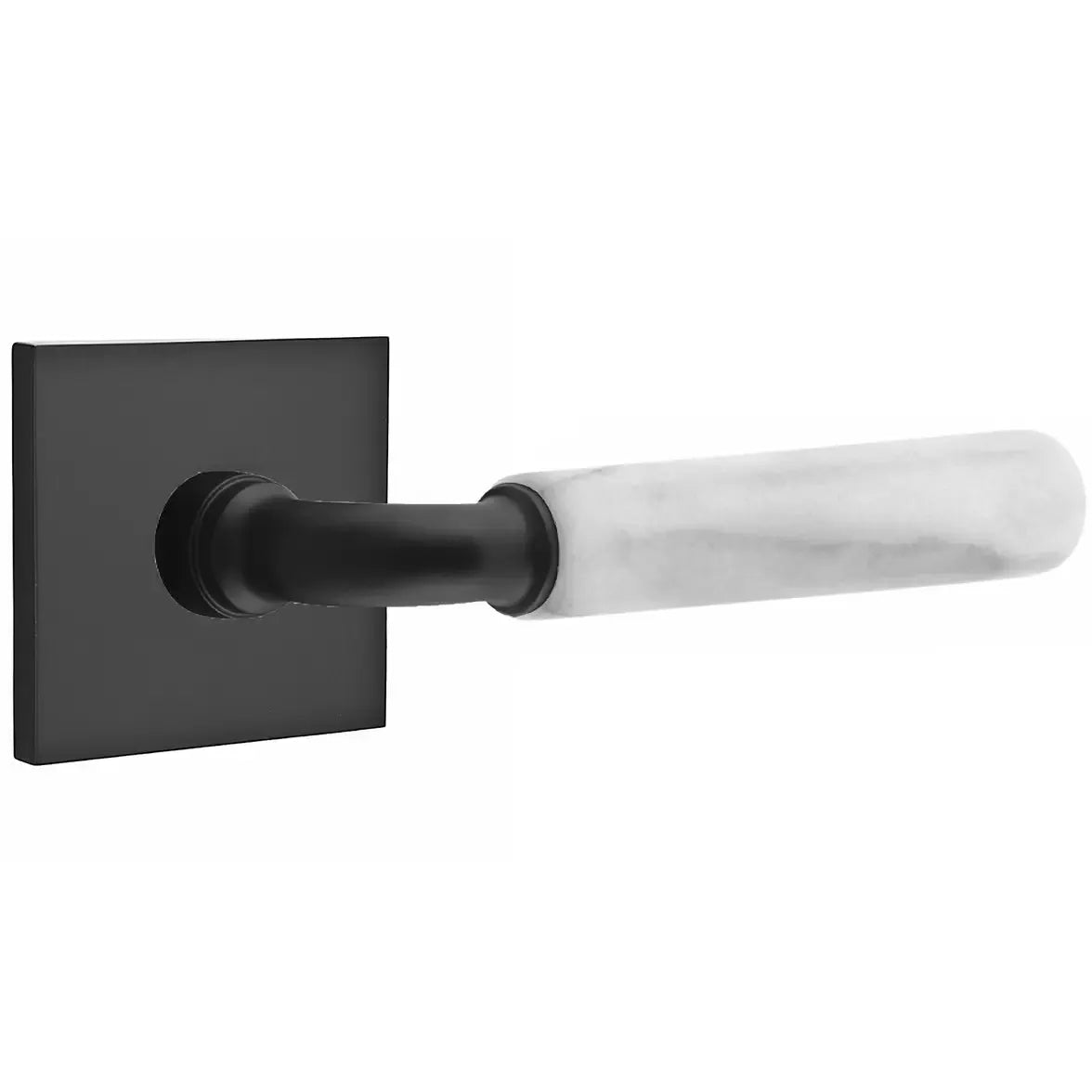 Emtek White Marble Lever with R-Bar Stem and Square Rose by Emtek