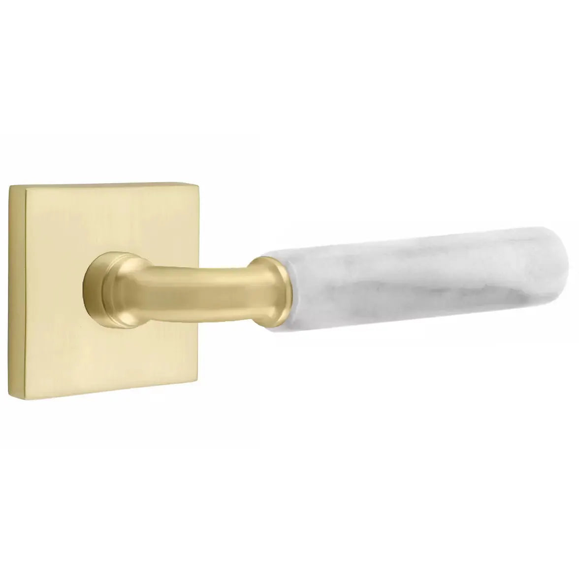 Emtek White Marble Lever with R-Bar Stem and Square Rose by Emtek