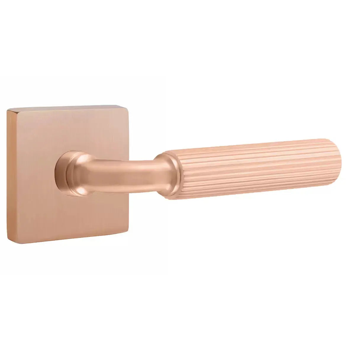 Emtek Straight Knurled Lever with R-Bar Stem and Square Rose by Emtek