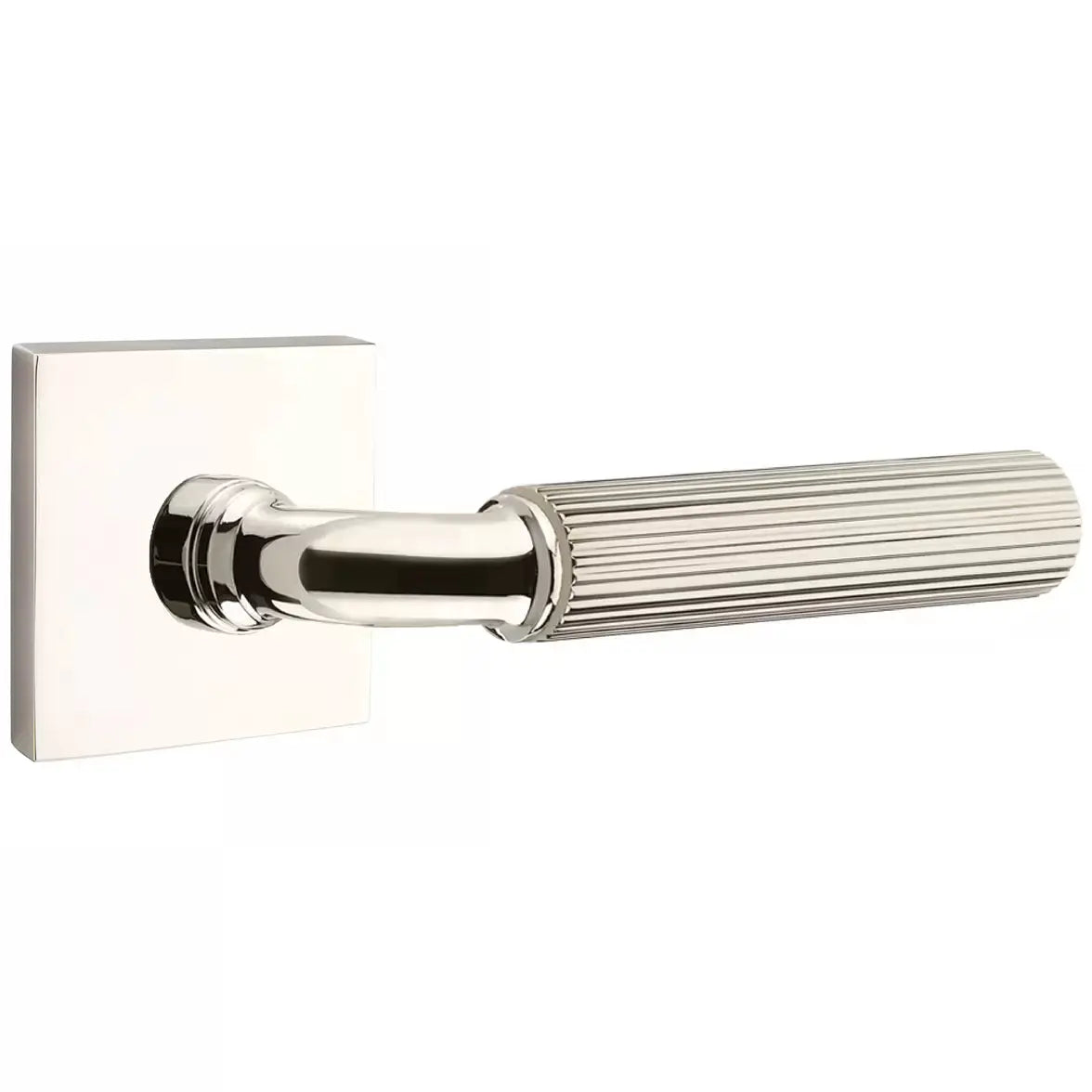 Emtek Straight Knurled Lever with R-Bar Stem and Square Rose by Emtek