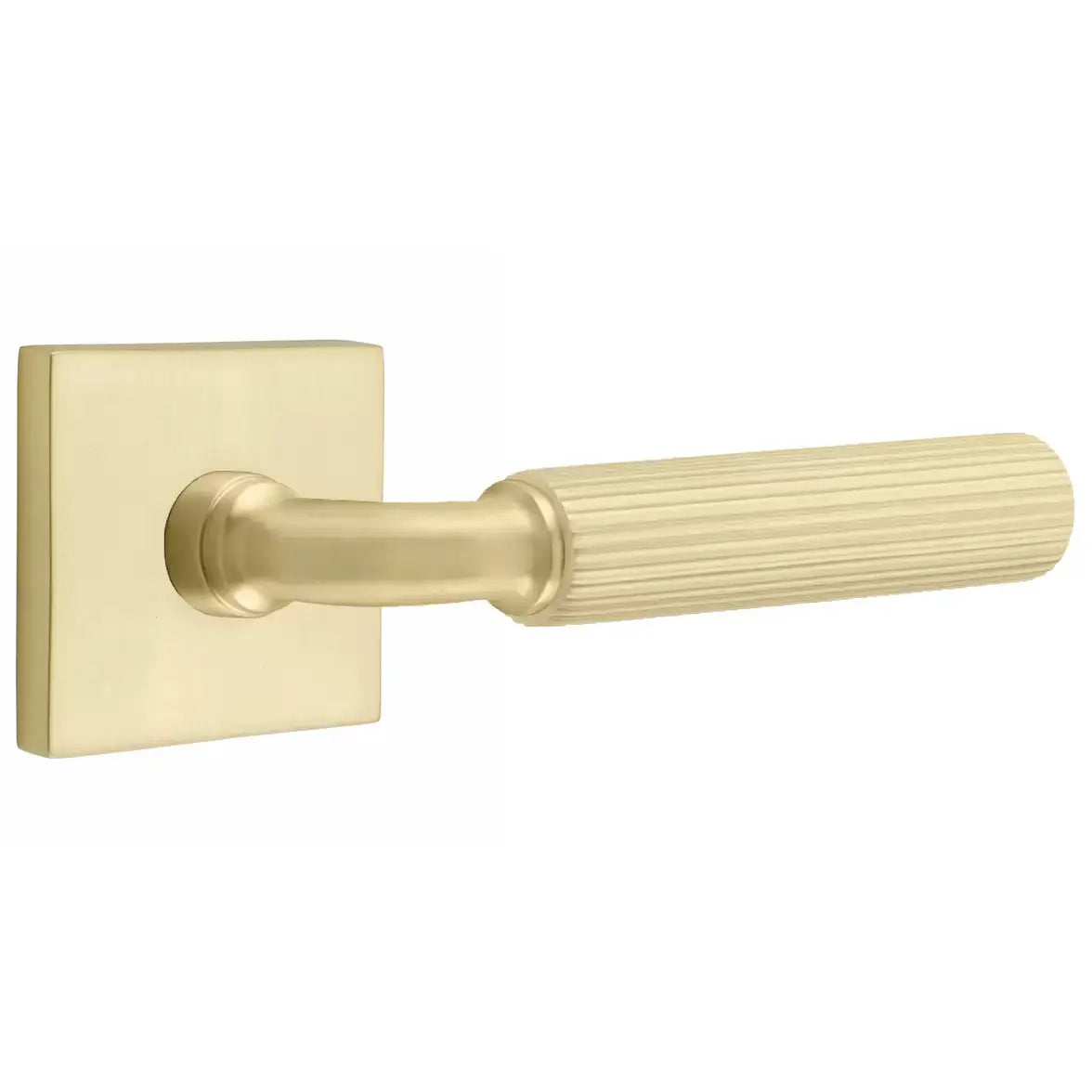 Emtek Straight Knurled Lever with R-Bar Stem and Square Rose by Emtek