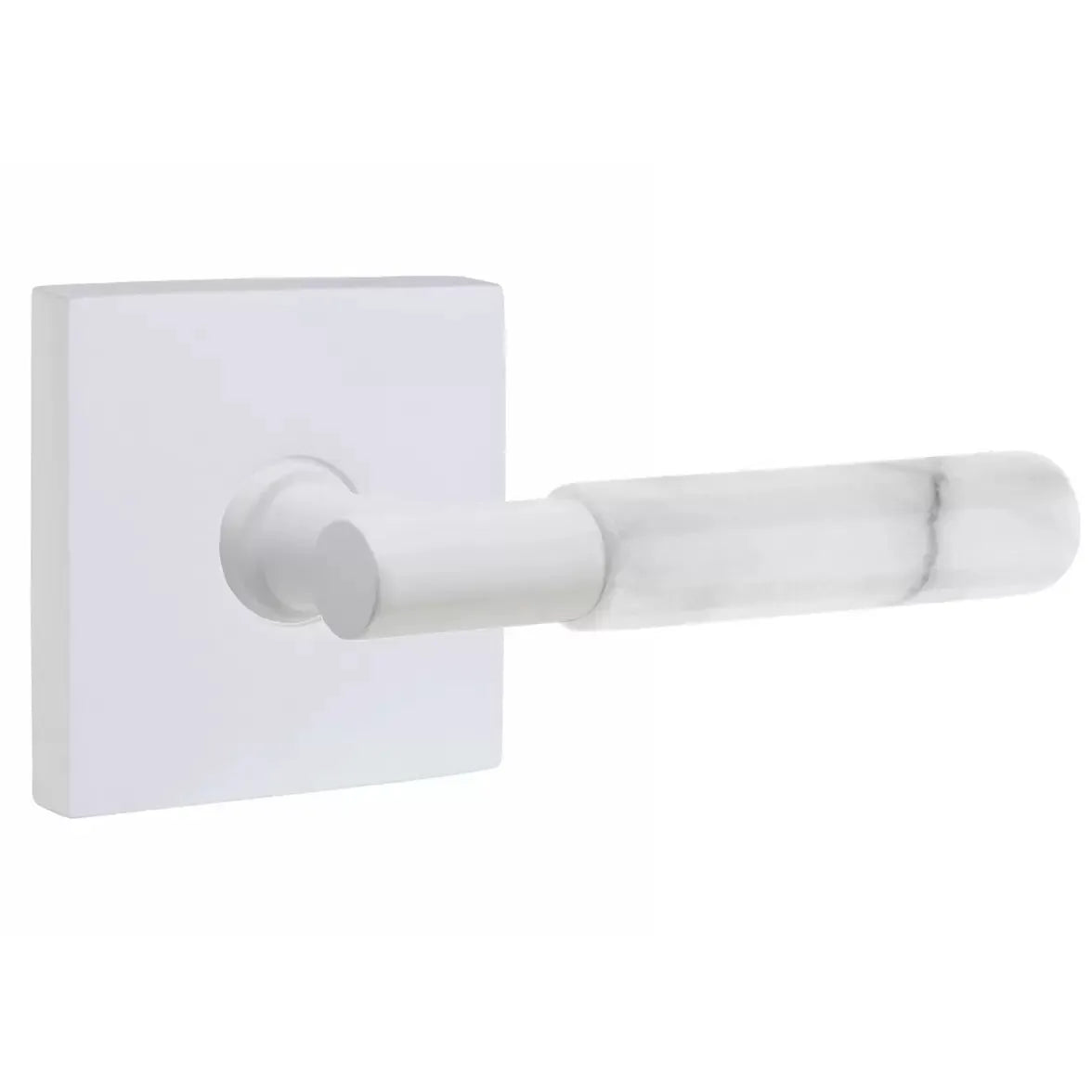 Emtek White Marble Lever with T-Bar Stem and Square Rose by Emtek