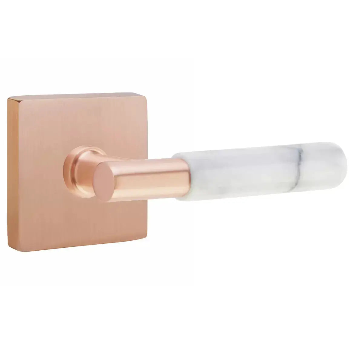 Emtek White Marble Lever with T-Bar Stem and Square Rose by Emtek