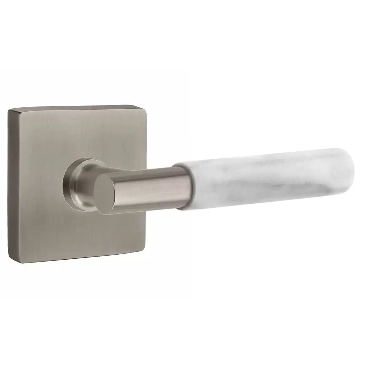 Emtek White Marble Lever with T-Bar Stem and Square Rose by Emtek