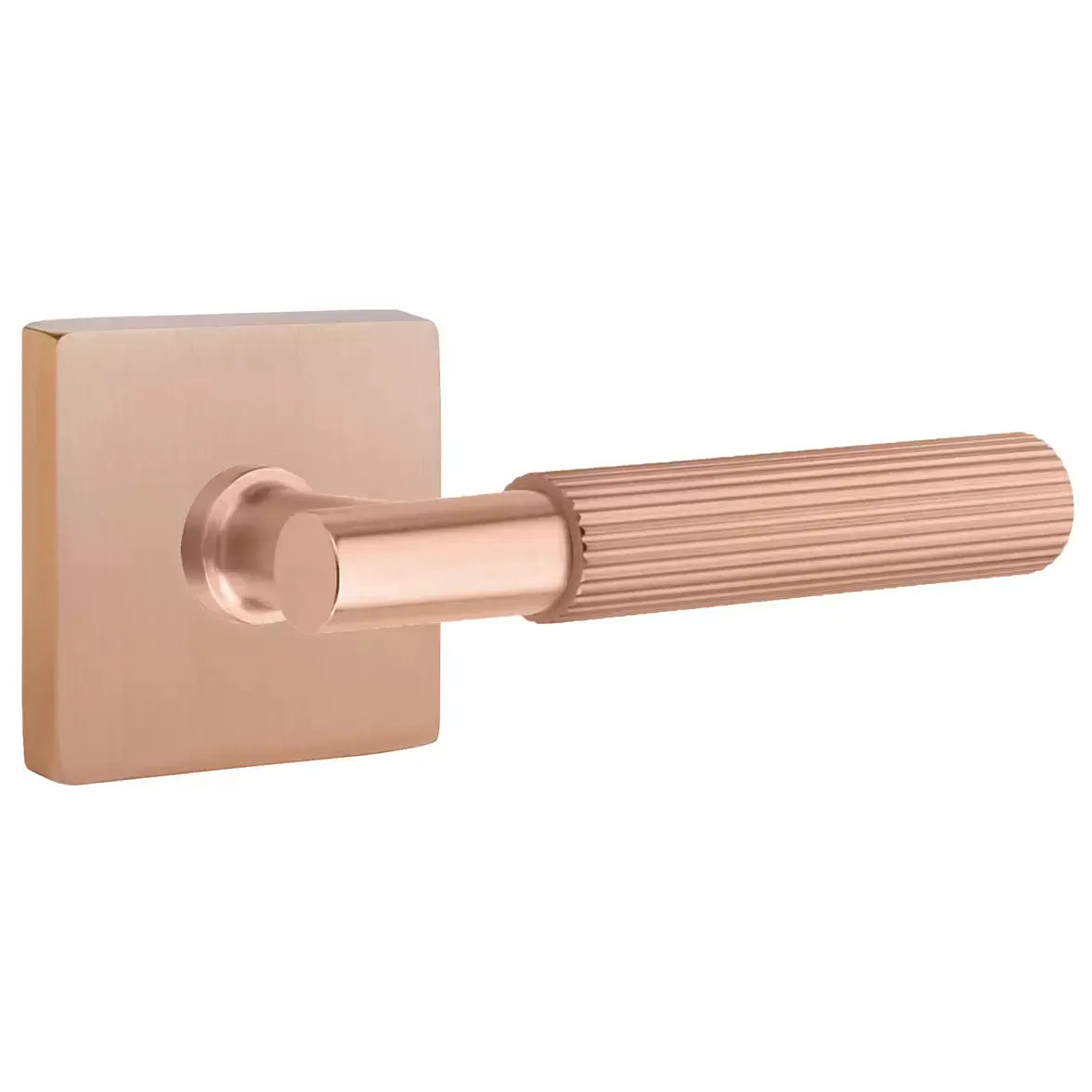 Emtek Straight Knurled Lever with T-Bar Stem and Square Rose by Emtek