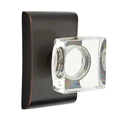 Emtek Modern Square Glass Door Knob with Neos Rose by Emtek