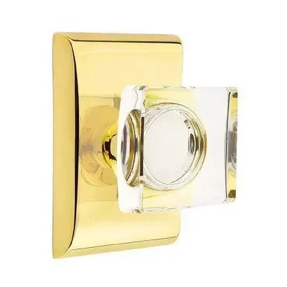 Emtek Modern Square Glass Door Knob with Neos Rose by Emtek