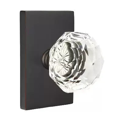 Emtek Diamond Door Knob with Modern Rectangular Rose by Emtek
