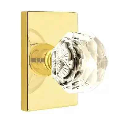 Emtek Diamond Door Knob with Modern Rectangular Rose by Emtek