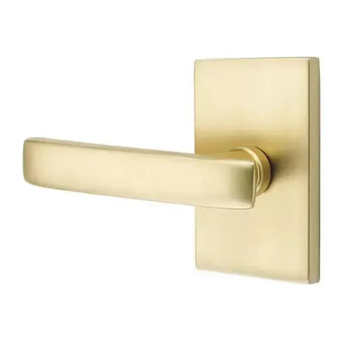 Emtek Geneva Door Lever with Modern Rectangular Rose by Emtek