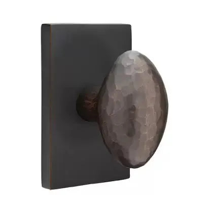 Emtek Hammered Egg Door Knob and Modern Rectangular Rose by Emtek