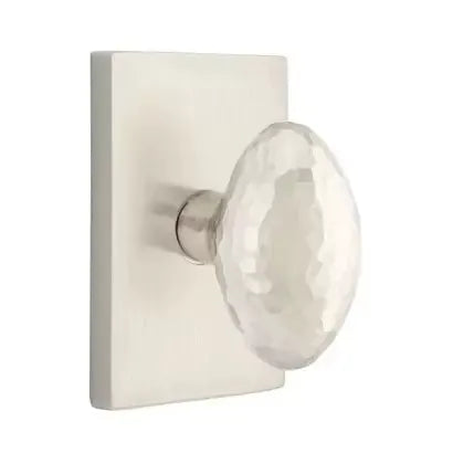 Emtek Hammered Egg Door Knob and Modern Rectangular Rose by Emtek
