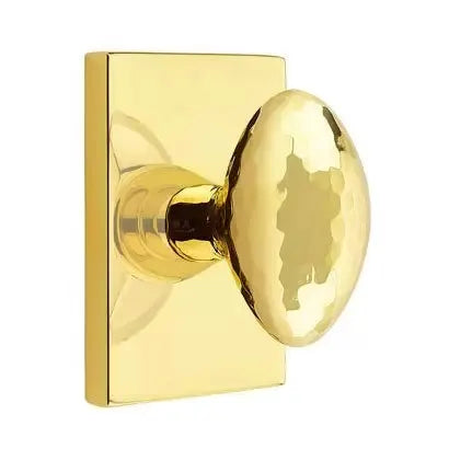 Emtek Hammered Egg Door Knob and Modern Rectangular Rose by Emtek