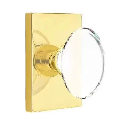 Emtek Hampton Door Knob with Modern Rectangular Rose by Emtek