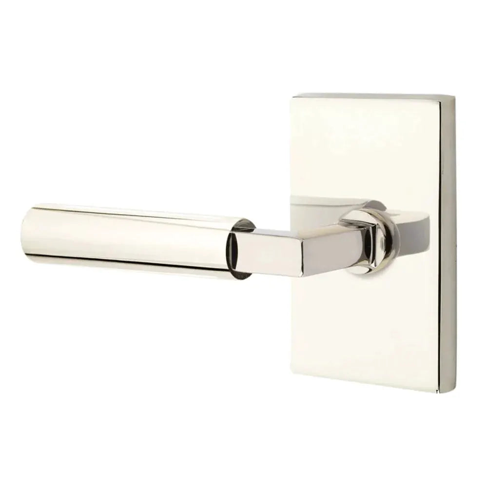 Emtek Smooth Lever with L-Square Stem and Modern Rectangular Rose by Emtek