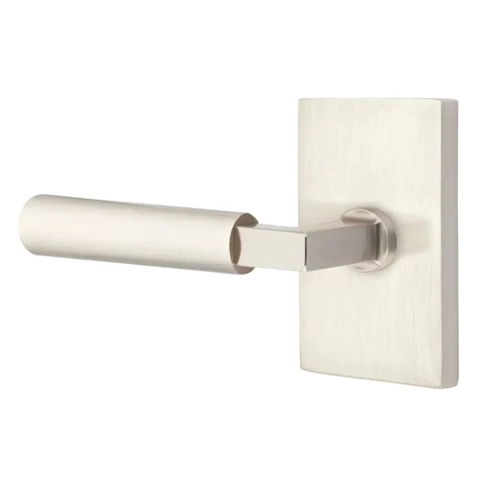 Emtek Smooth Lever with L-Square Stem and Modern Rectangular Rose by Emtek