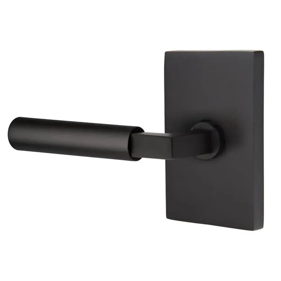 Emtek Smooth Lever with L-Square Stem and Modern Rectangular Rose by Emtek