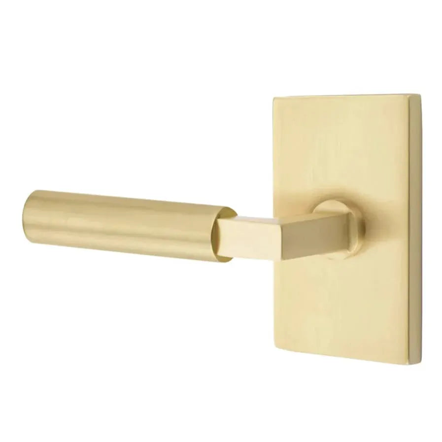 Emtek Smooth Lever with L-Square Stem and Modern Rectangular Rose by Emtek