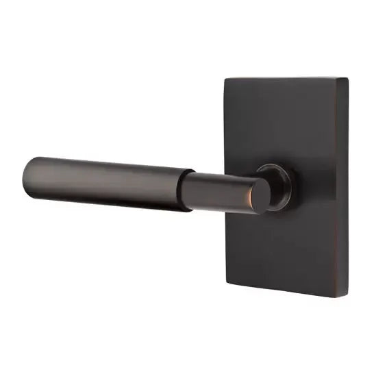Emtek Myles Lever with Modern Rectangular Rose by Emtek