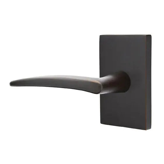 Emtek Poseidon Door Lever with Modern Rectangular Rose by Emtek