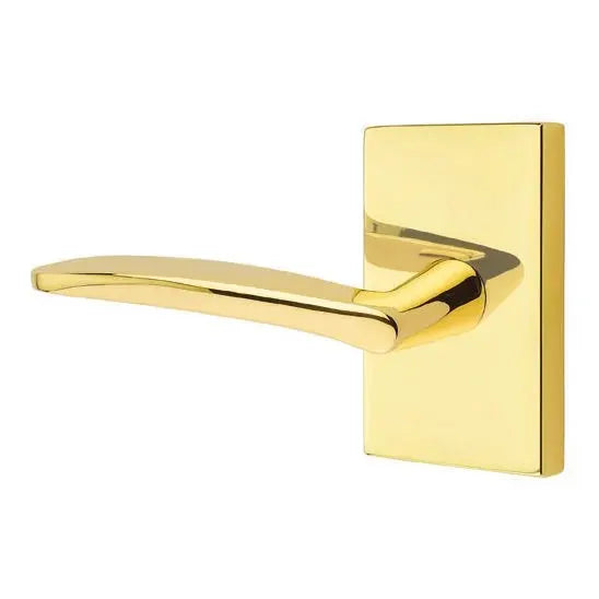 Emtek Poseidon Door Lever with Modern Rectangular Rose by Emtek