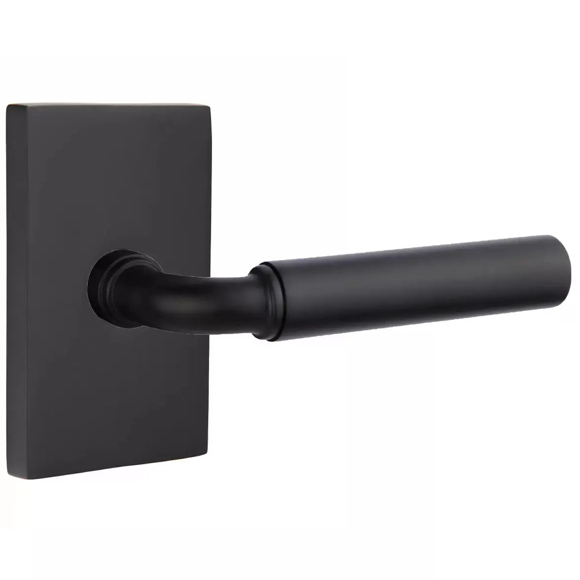 Emtek Smooth Lever with R-Bar Stem and Modern Rectangular Rose by Emtek