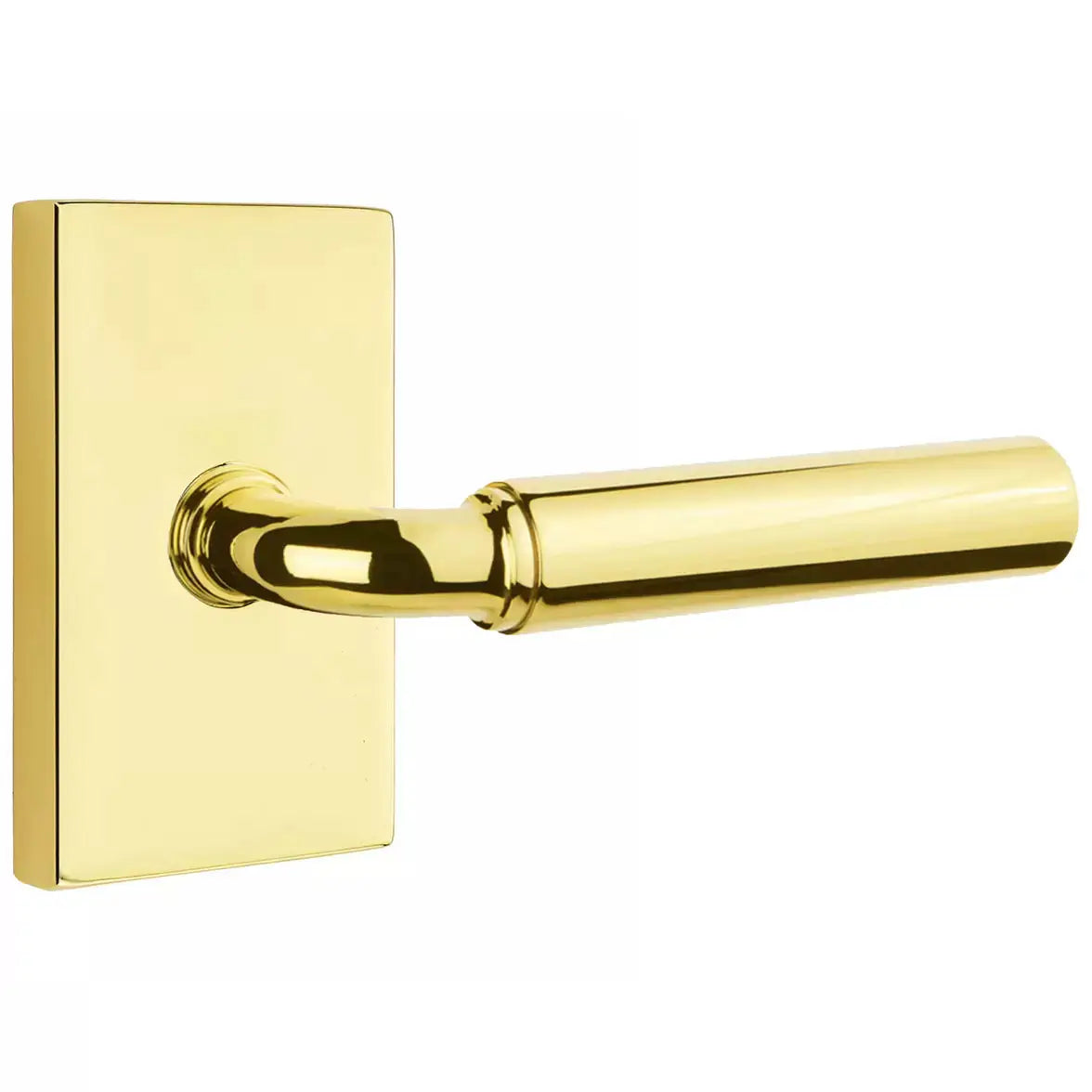 Emtek Smooth Lever with R-Bar Stem and Modern Rectangular Rose by Emtek