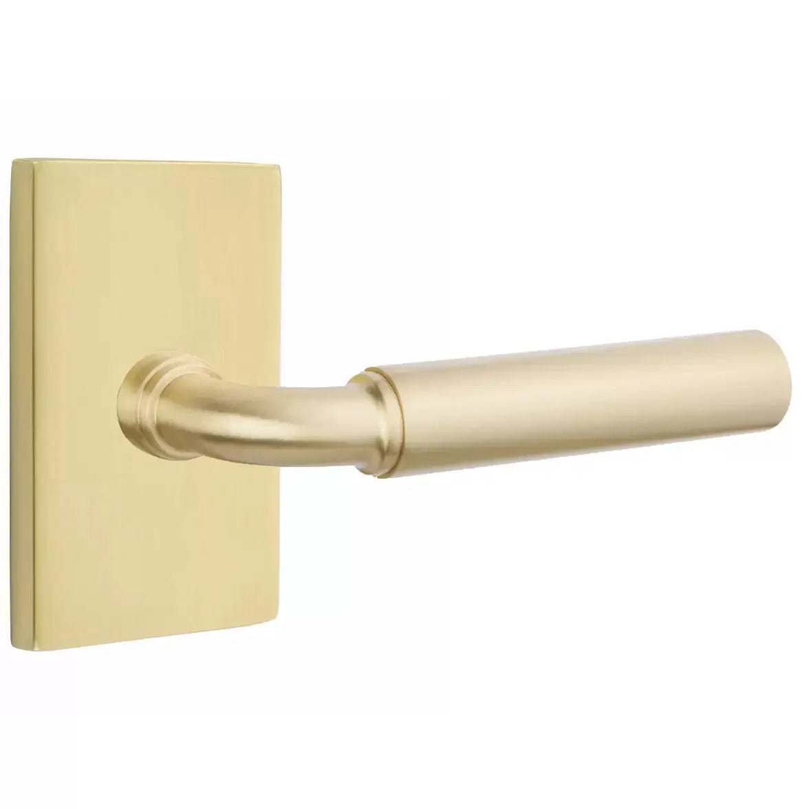 Emtek Smooth Lever with R-Bar Stem and Modern Rectangular Rose by Emtek