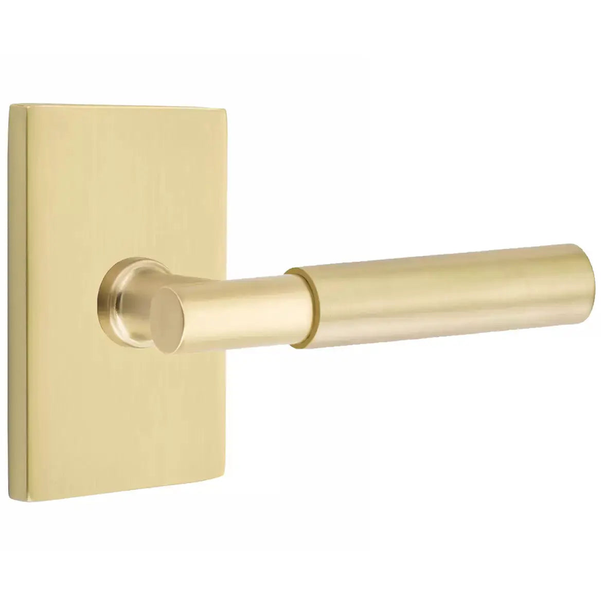 Emtek Smooth Lever with T-Bar Stem and Modern Rectangular Rose by Emtek