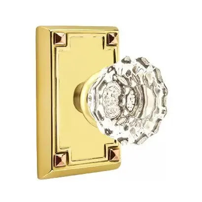 Emtek Astoria Door Knob with Arts and Crafts Rectangular Rose by Emtek