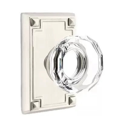Emtek Lowell Door Knob with Arts and Crafts Rectangular Rose by Emtek