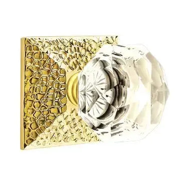 Emtek Diamond Door Knob with Hammered Rose by Emtek