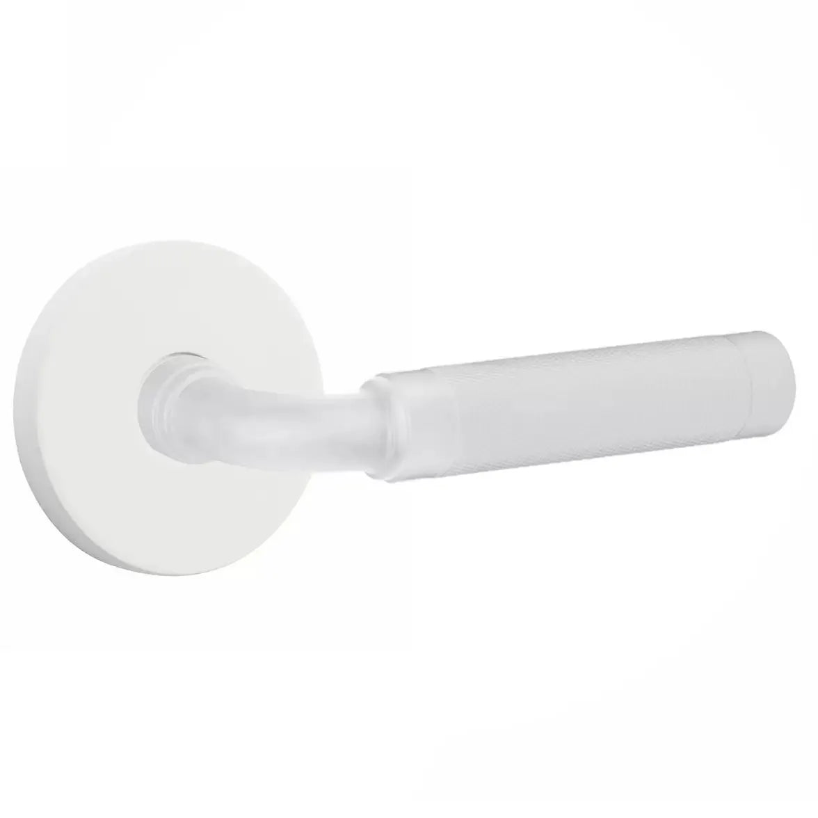 Emtek Knurled Lever with R-Bar Stem and Disk Rose by Emtek
