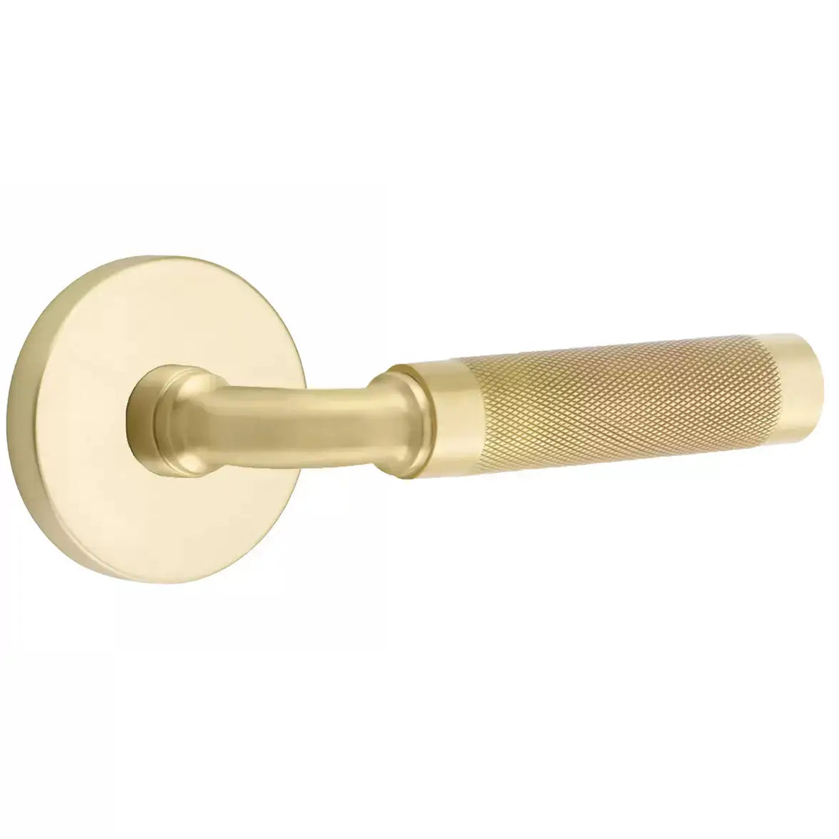 Emtek Knurled Lever with R-Bar Stem and Disk Rose by Emtek