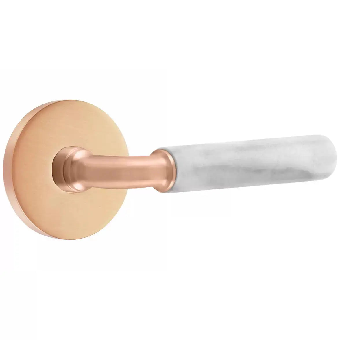 Emtek White Marble Lever with R-Bar Stem and Disk Rose by Emtek