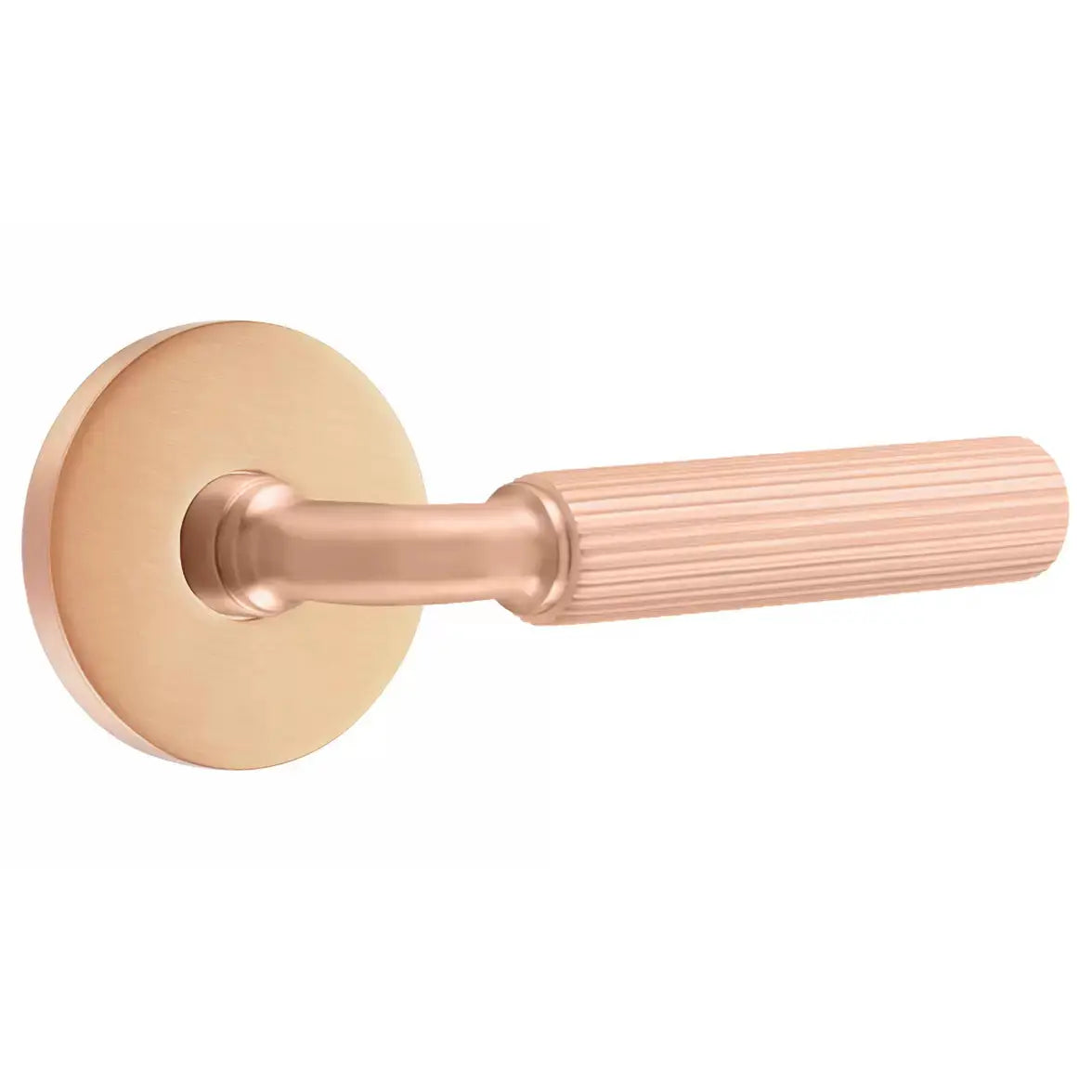 Emtek Straight Knurled Lever with R-Bar Stem and Disk Rose by Emtek