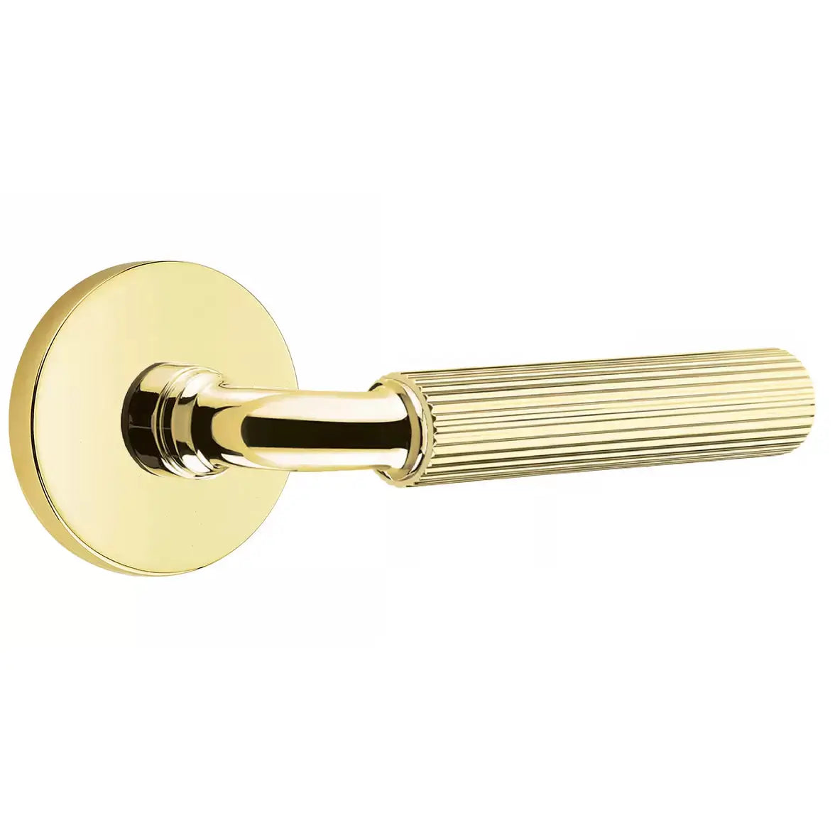Emtek Straight Knurled Lever with R-Bar Stem and Disk Rose by Emtek