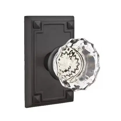 Emtek Astoria Door Knob with Arts and Crafts Rectangular Rose by Emtek