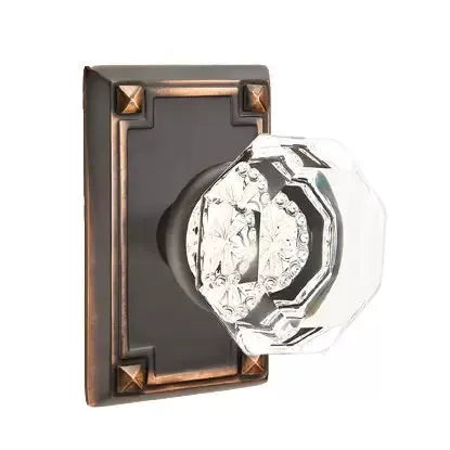 Emtek Old Town Door Knob with Arts and Crafts Rectangular Rose by Emtek